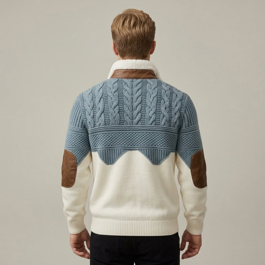 Callum | Men's Cable Knit Half-Zip Sweater with Fleece Collar