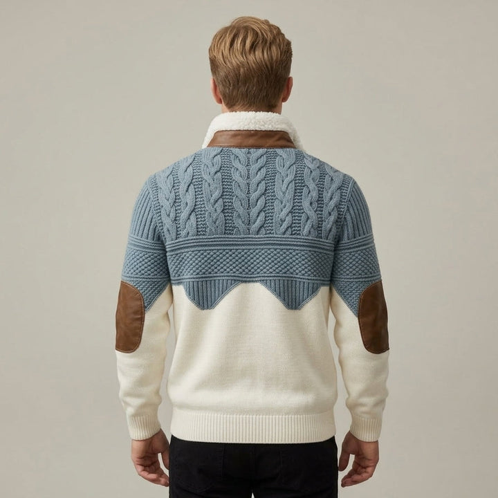 Callum | Men's Cable Knit Half-Zip Sweater with Fleece Collar
