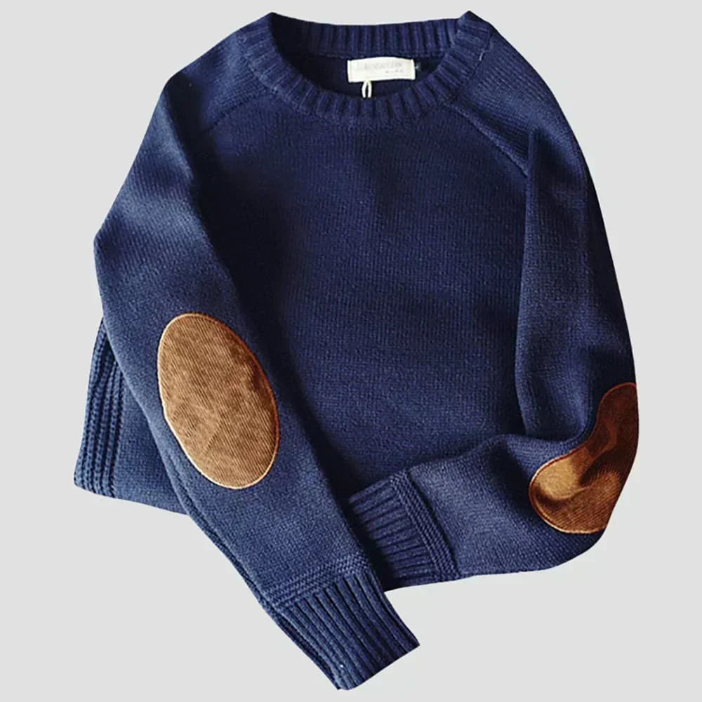 Roderick | Men’s Elbow Patch Knit Crew Neck Sweater