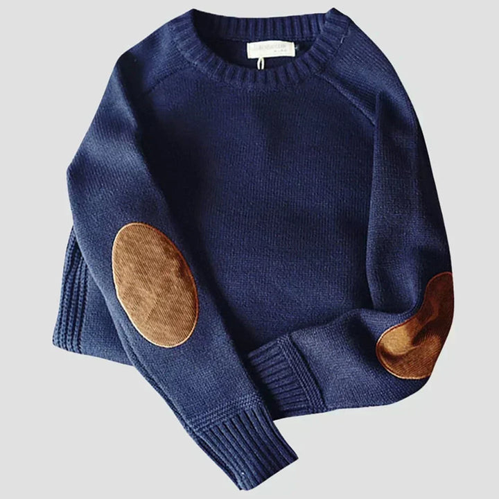 Roderick | Men’s Elbow Patch Knit Crew Neck Sweater