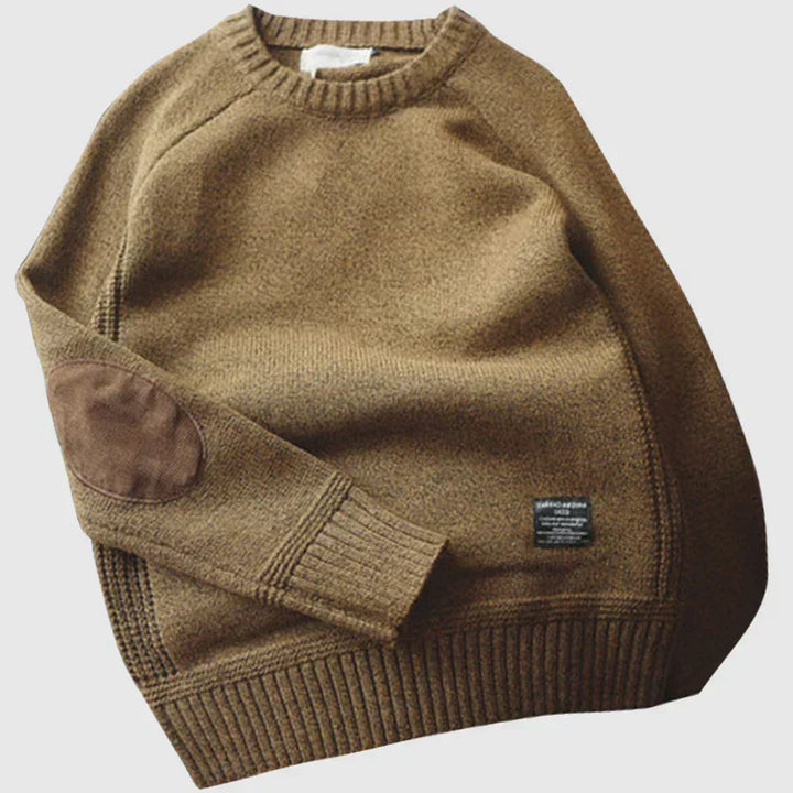 Roderick | Men’s Elbow Patch Knit Crew Neck Sweater