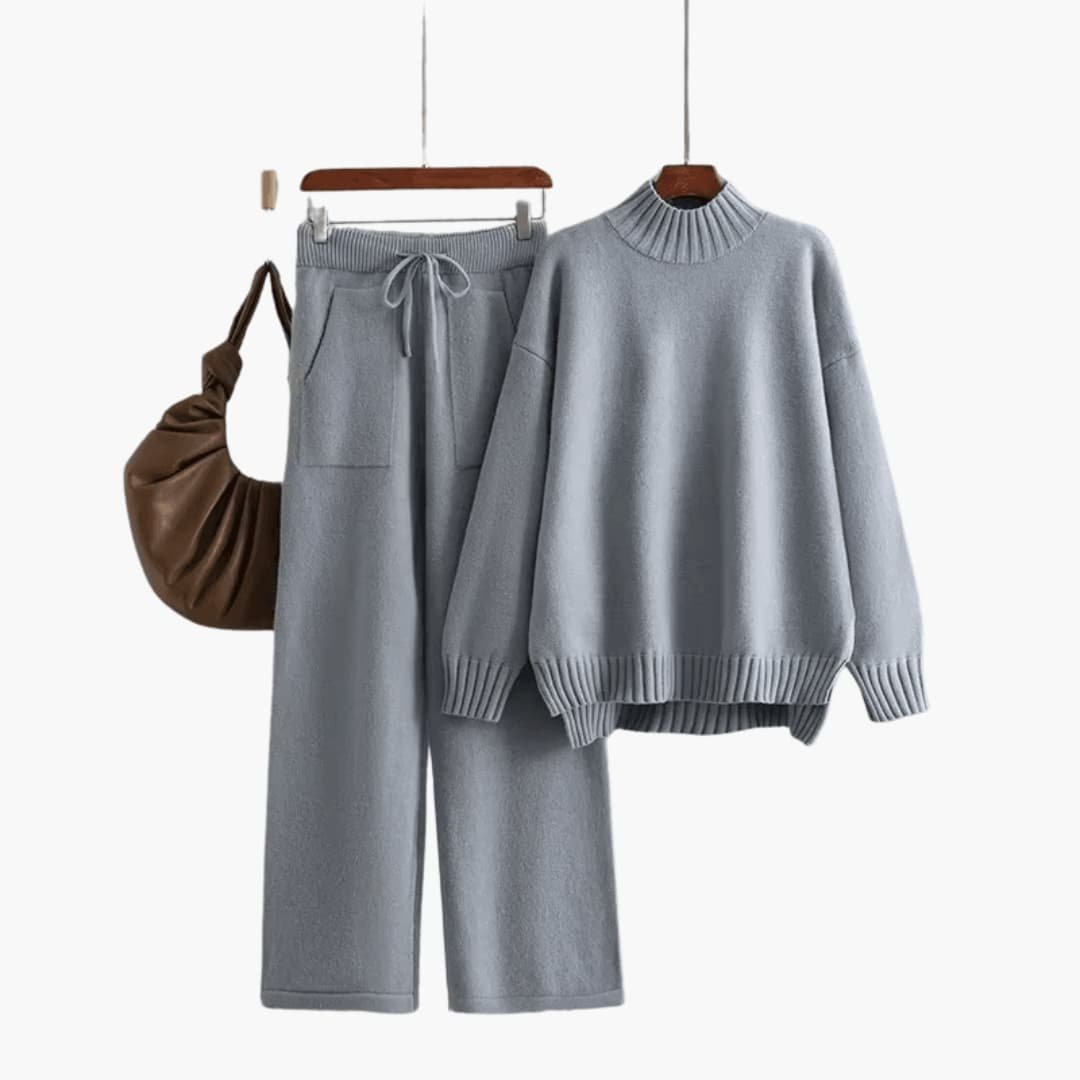 Rosaline | Women's Mock Neck Sweater Wide Leg Pants Set