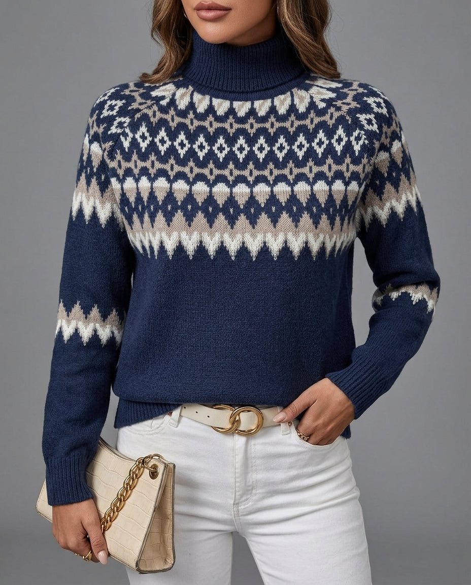 Linnea | Women’s Fair Isle Turtleneck Sweater