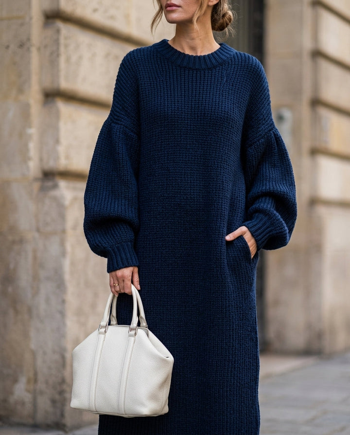 Elowen | Women’s Puff Sleeve Long Sweater Dress