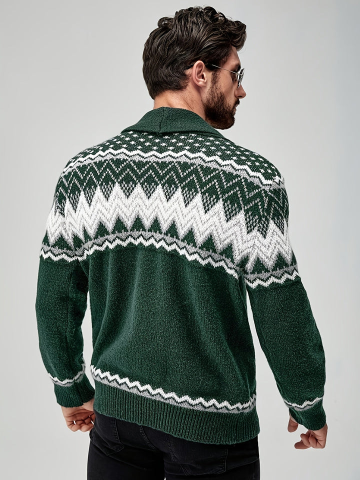 Anders | Men's Fair Isle Shawl Collar Button-Front Cardigan
