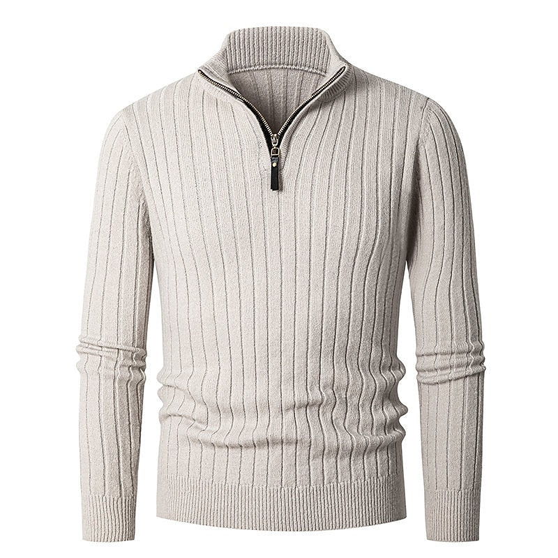Gavin | Men's Ribbed Quarter-Zip Mock Neck Sweater