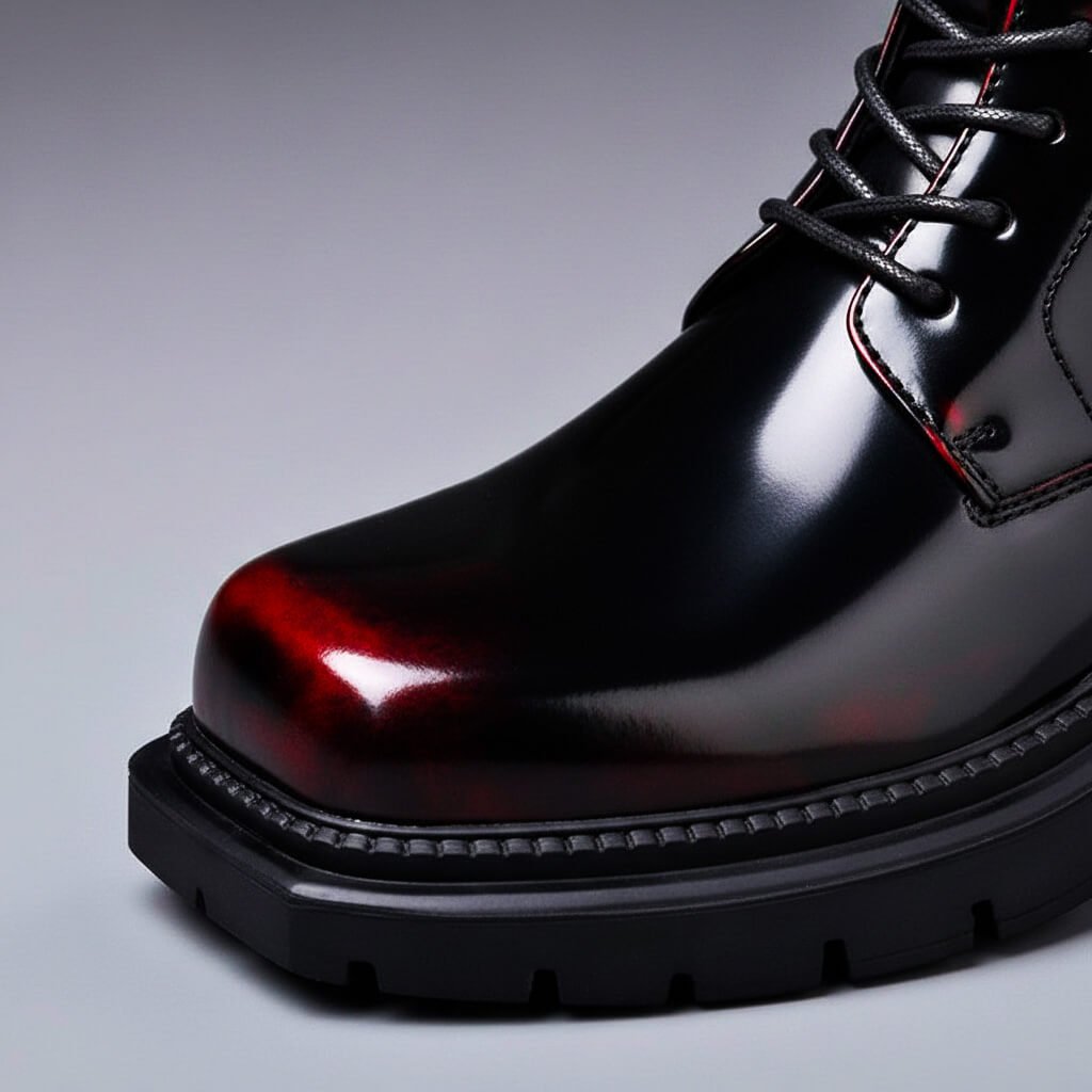 Ambrose | Men’s Square Toe Patent Leather Lace Up Boots