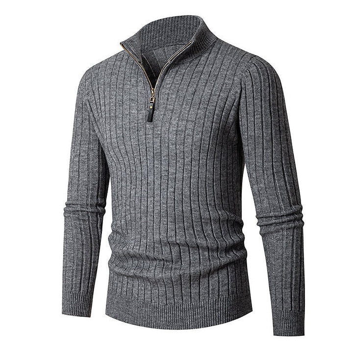 Gavin | Men's Ribbed Quarter-Zip Mock Neck Sweater