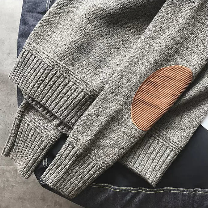 Roderick | Men’s Elbow Patch Knit Crew Neck Sweater