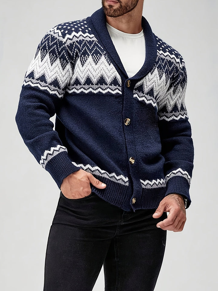 Anders | Men's Fair Isle Shawl Collar Button-Front Cardigan