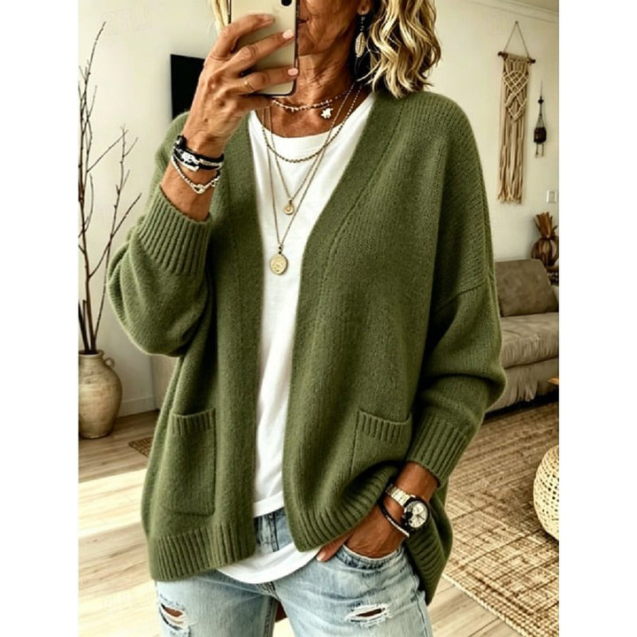 Florence | Women's Oversized Open Knit Cardigan with Patch Pockets