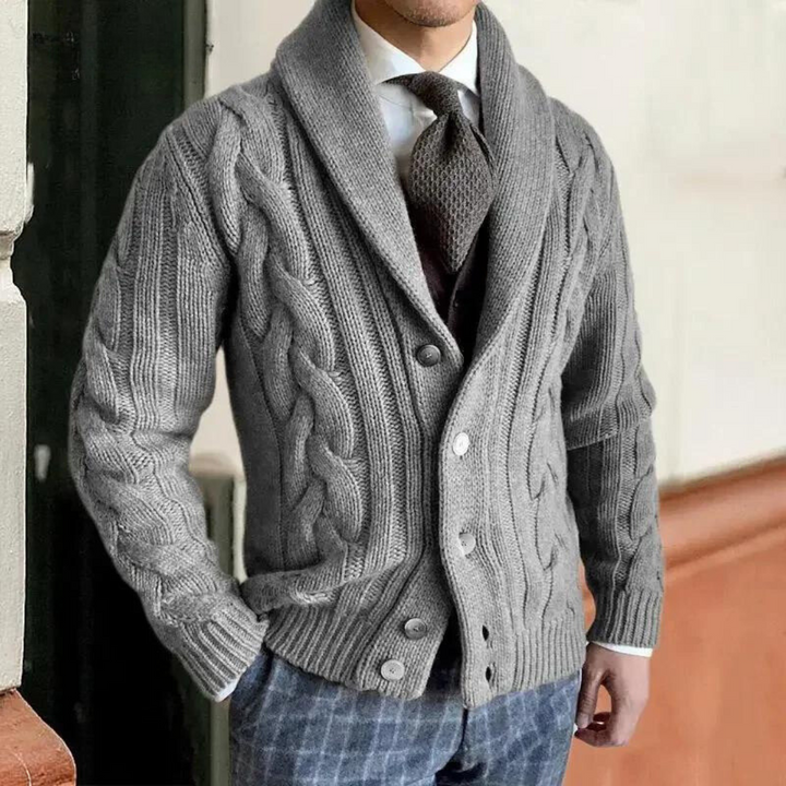 Rafferty | Men’s Chunky Cable Knit Shawl Collar Cardigan