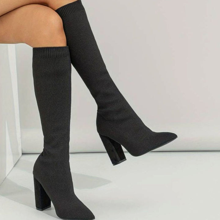 Henrietta | Women’s Pointed Toe Stretch Heeled Boots