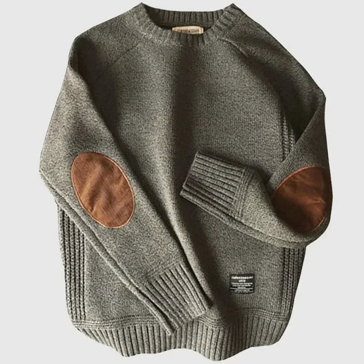 Roderick | Men’s Elbow Patch Knit Crew Neck Sweater