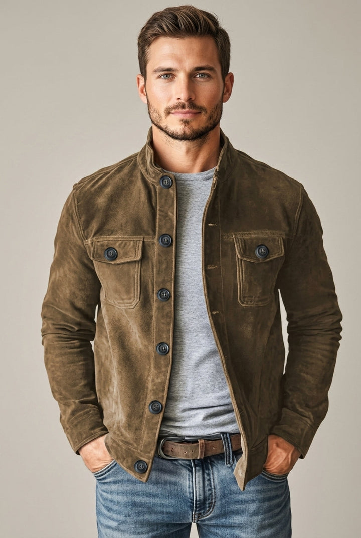 Rafael | Men's Button-Front Barn Chore Jacket with Stand Collar