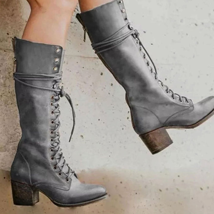 Seraphina | Women’s Knee High Heeled Lace Up Boots