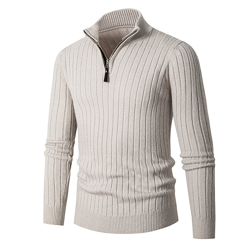 Gavin | Men's Ribbed Quarter-Zip Mock Neck Sweater
