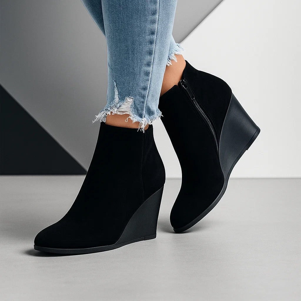 Ondine | Women's Wedge Heel Suede Ankle Boots