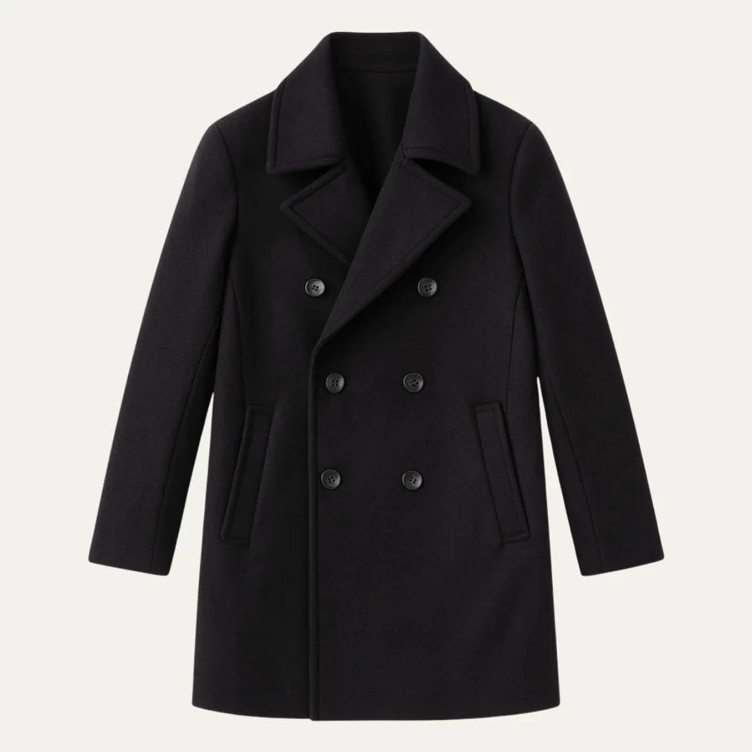 Winthrop | Men’s Black Double Breasted Wool Pea Coat