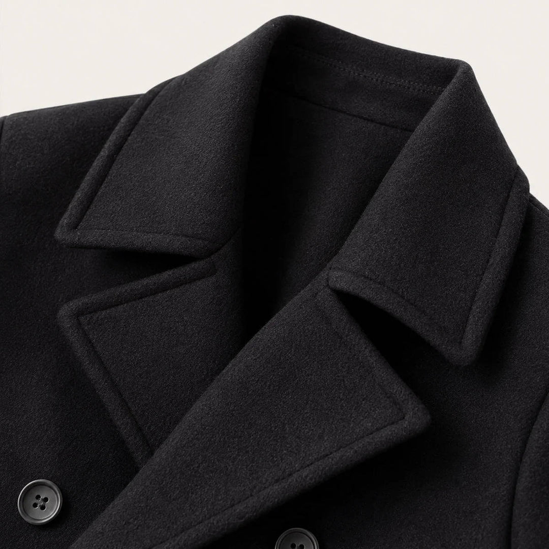 Winthrop | Men’s Black Double Breasted Wool Pea Coat
