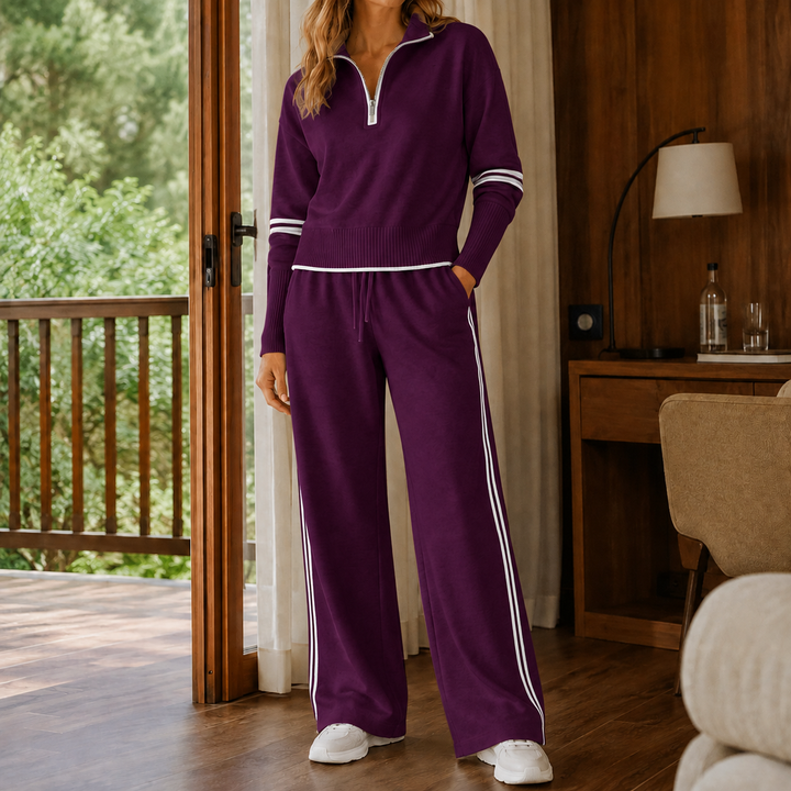 Delphine | Women’s Quarter Zip Sweater Pants Set