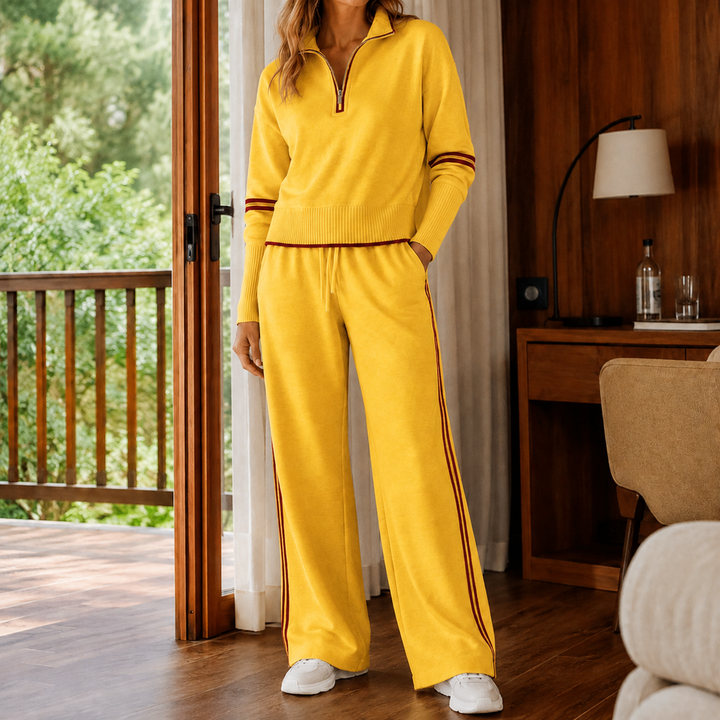 Delphine | Women’s Quarter Zip Sweater Pants Set