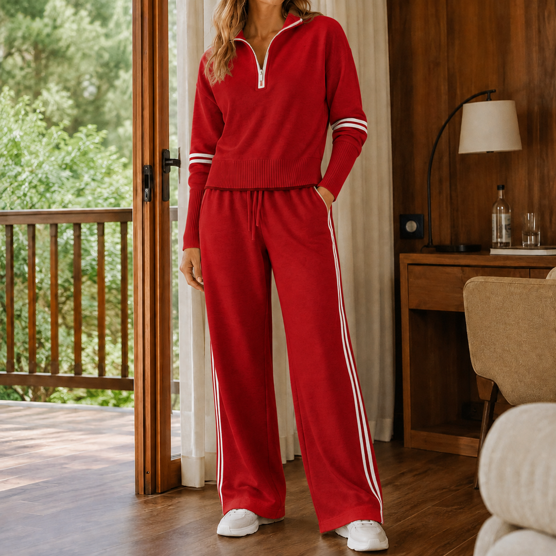Delphine | Women’s Quarter Zip Sweater Pants Set