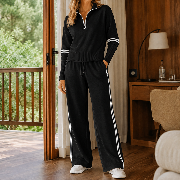 Delphine | Women’s Quarter Zip Sweater Pants Set