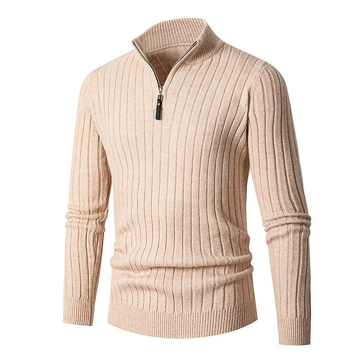 Gavin | Men's Ribbed Quarter-Zip Mock Neck Sweater