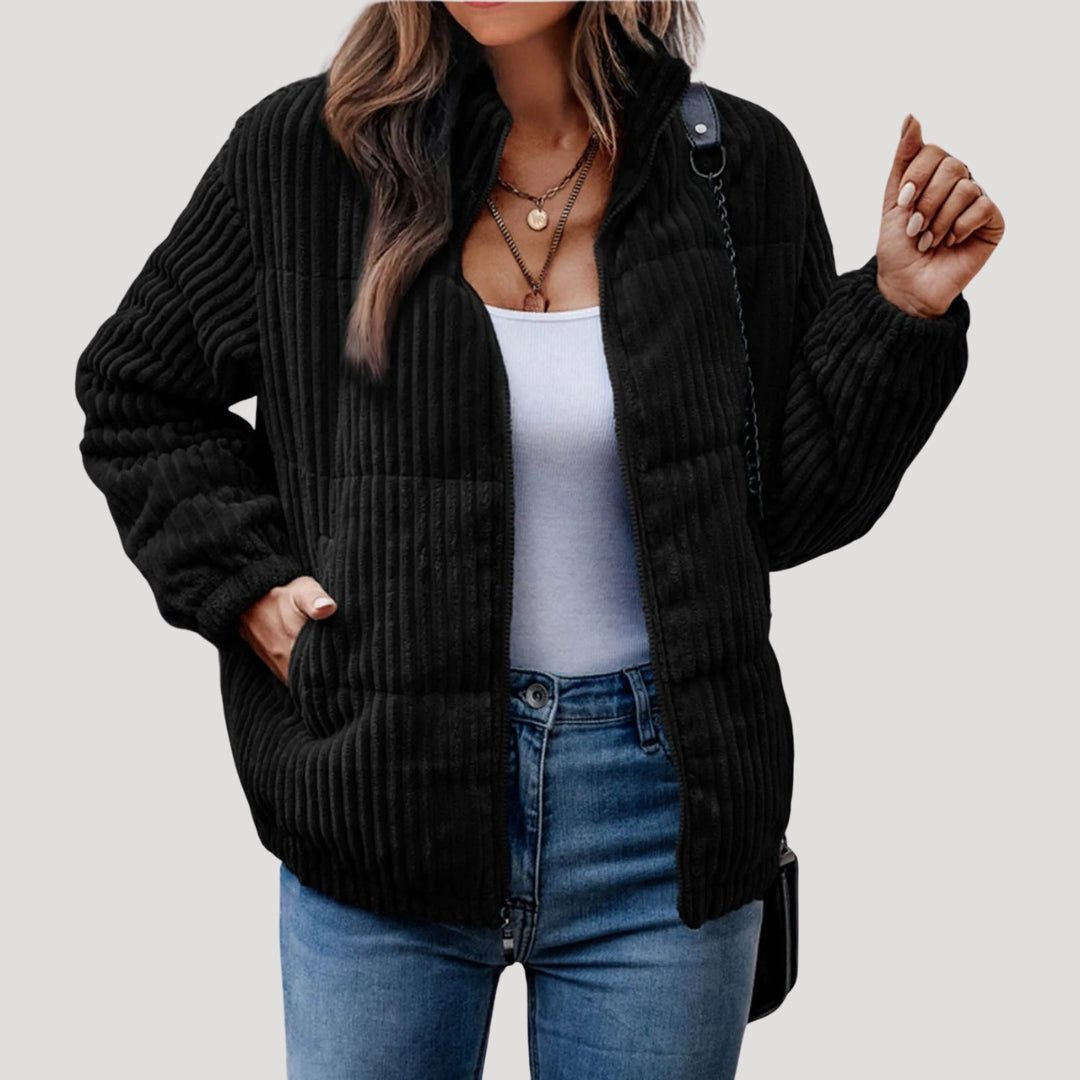 Kunigunde | Women's Quilted Corduroy Puffer Jacket with Stand Collar
