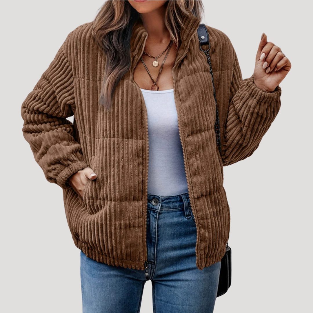 Kunigunde | Women's Quilted Corduroy Puffer Jacket with Stand Collar