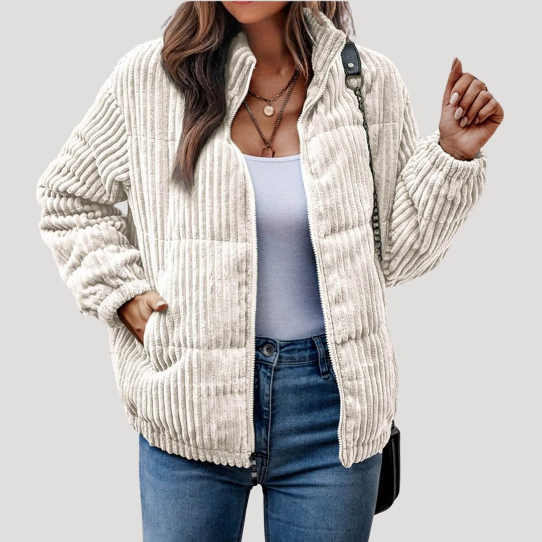 Kunigunde | Women's Quilted Corduroy Puffer Jacket with Stand Collar