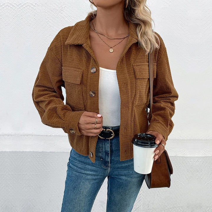 Minka | Women's Button Down Corduroy Shirt Jacket with Flap Pockets