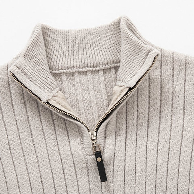 Gavin | Men's Ribbed Quarter-Zip Mock Neck Sweater