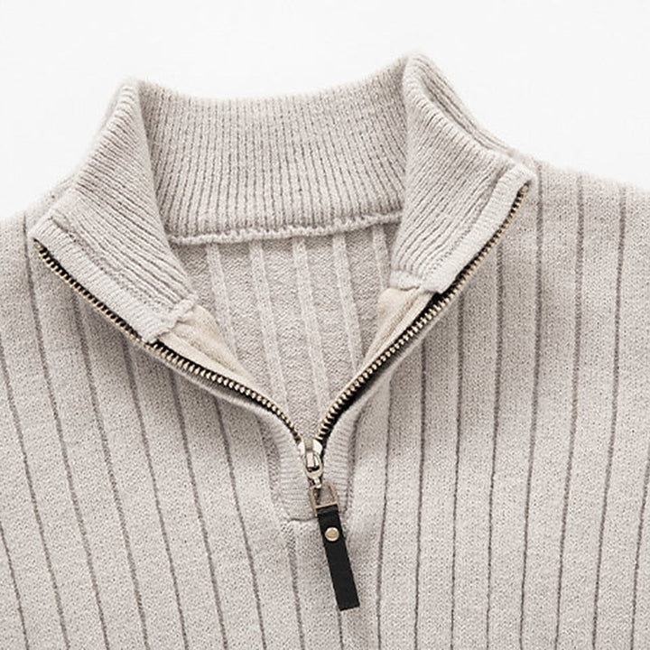 Gavin | Men's Ribbed Quarter-Zip Mock Neck Sweater