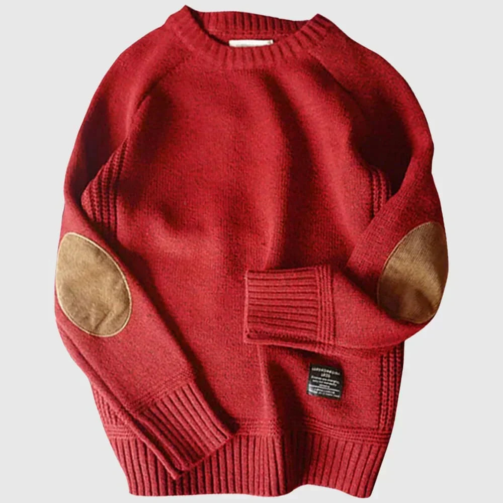 Roderick | Men’s Elbow Patch Knit Crew Neck Sweater