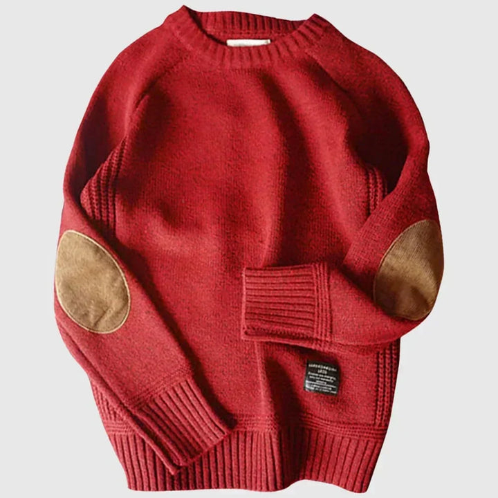 Roderick | Men’s Elbow Patch Knit Crew Neck Sweater