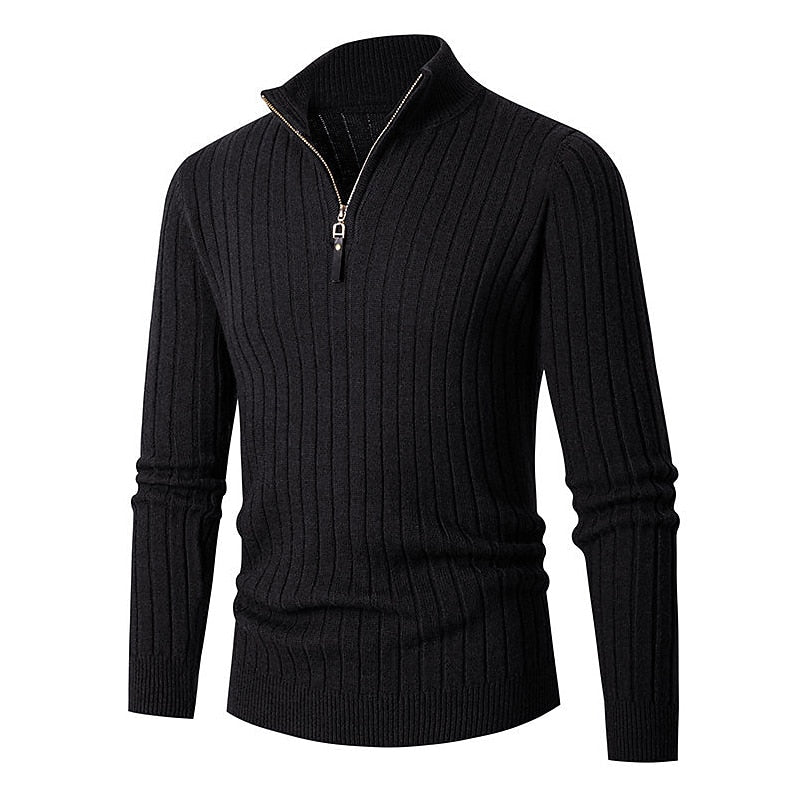 Gavin | Men's Ribbed Quarter-Zip Mock Neck Sweater
