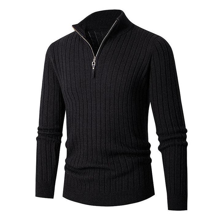 Gavin | Men's Ribbed Quarter-Zip Mock Neck Sweater
