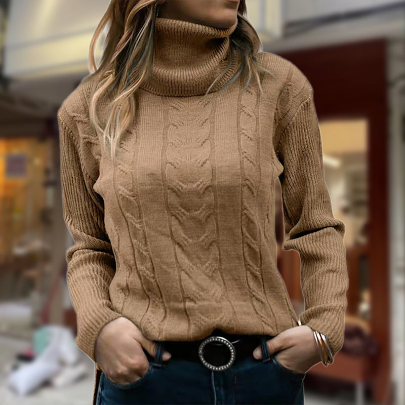 Cordelia | Women’s Cable Knit Turtleneck Fitted Sweater