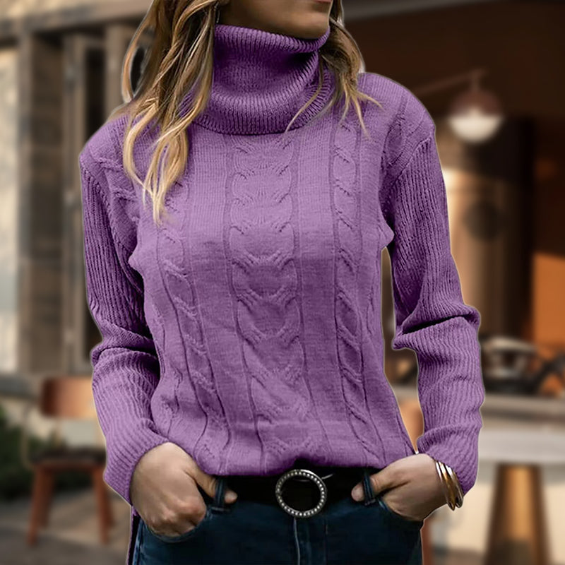 Cordelia | Women’s Cable Knit Turtleneck Fitted Sweater