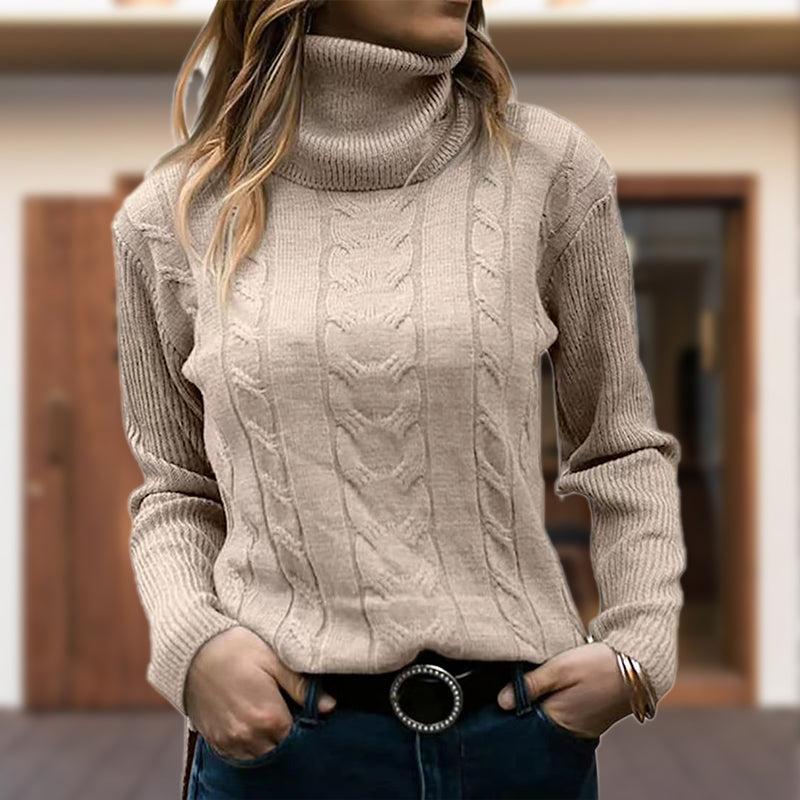 Cordelia | Women’s Cable Knit Turtleneck Fitted Sweater