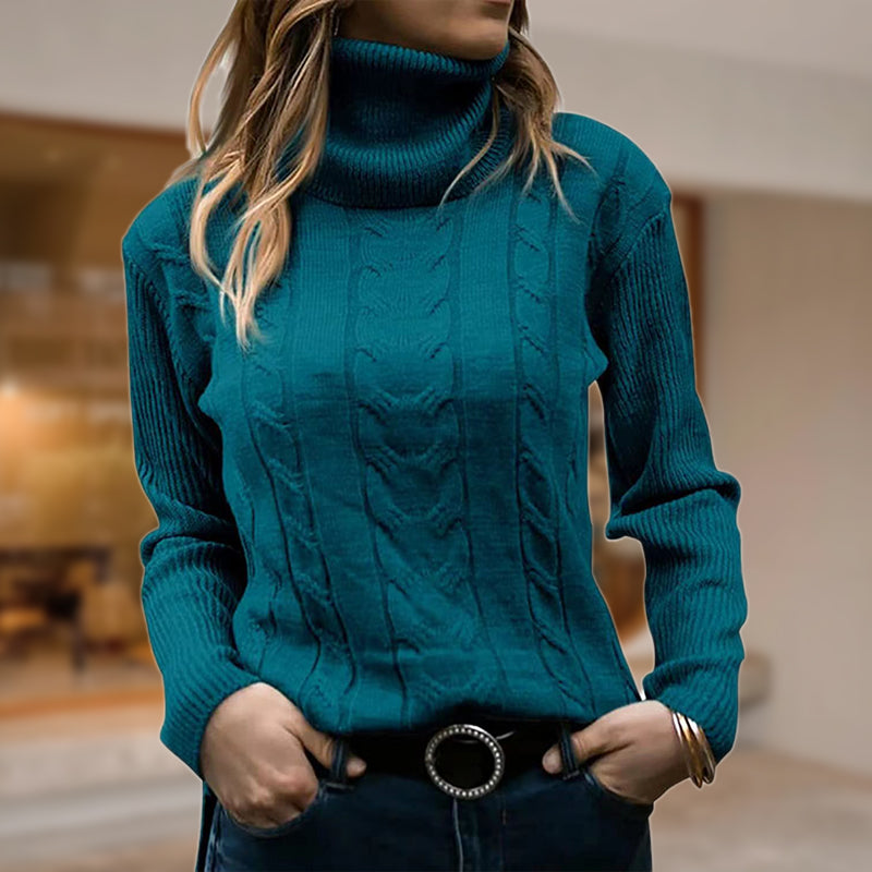 Cordelia | Women’s Cable Knit Turtleneck Fitted Sweater