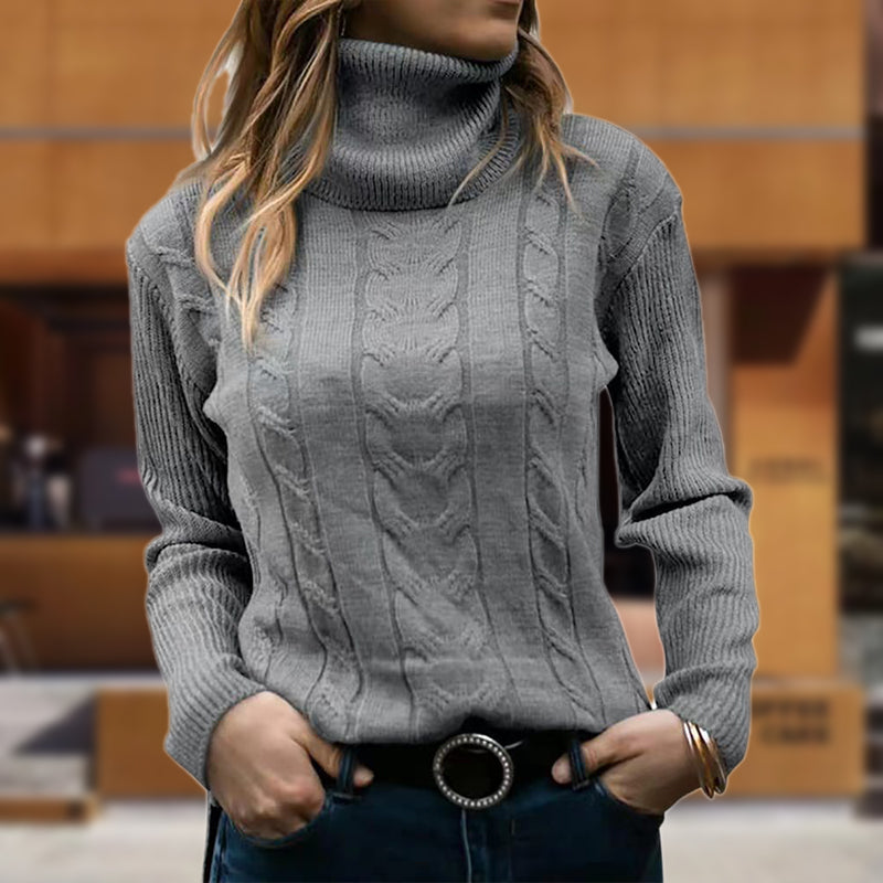 Cordelia | Women’s Cable Knit Turtleneck Fitted Sweater