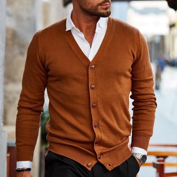 Rufus | Men’s V Neck Button Up Knit Cardigan Sweater