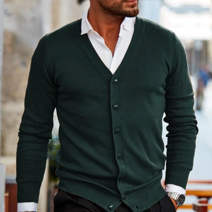 Rufus | Men’s V Neck Button Up Knit Cardigan Sweater