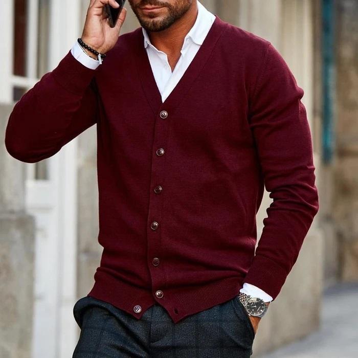 Rufus | Men’s V Neck Button Up Knit Cardigan Sweater