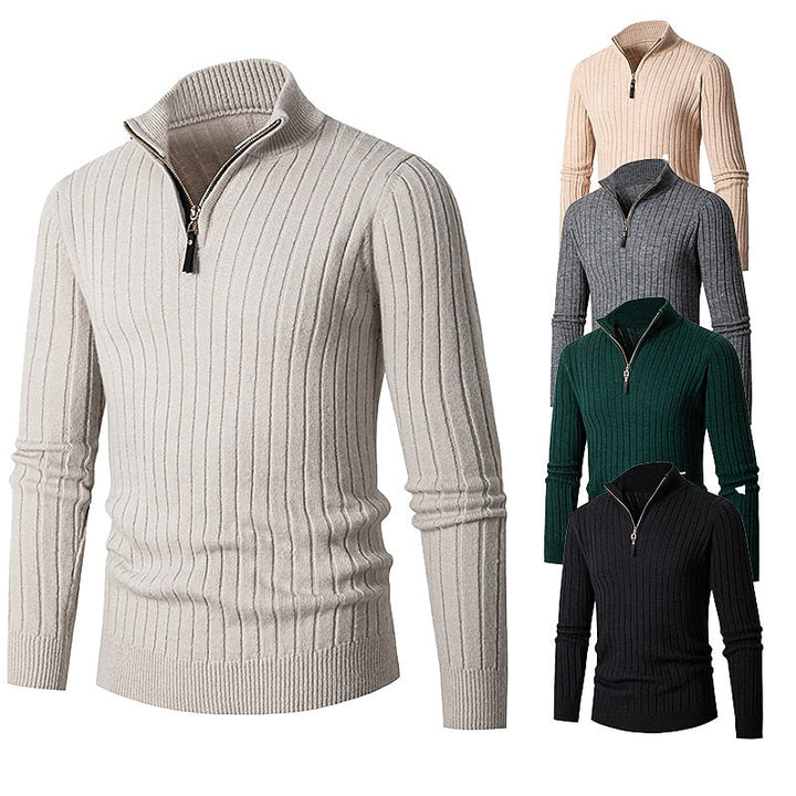 Gavin | Men's Ribbed Quarter-Zip Mock Neck Sweater