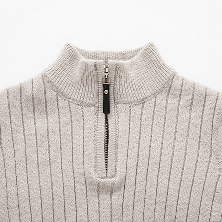 Gavin | Men's Ribbed Quarter-Zip Mock Neck Sweater