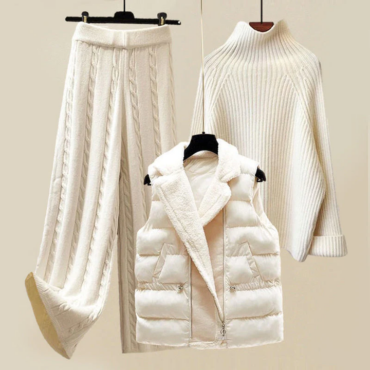 Lenora | Women’s Mock Neck Sweater Pants Vest Set
